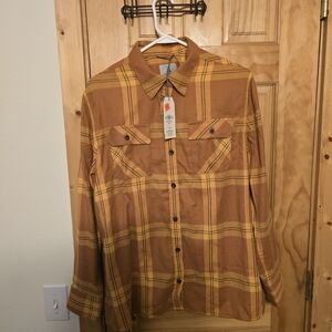 Ascend Mustard and Chestnut Plaid Shirt